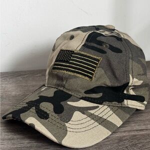 Camouflage Baseball Cap with Flag Patch